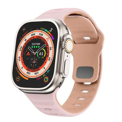 For Apple Watch Ultra 2 Ultra 49mm / Series 9 8 7 45mm / 6 5 4 SE (2023) SE (2022) SE 44mm / 3 2 1 42mm Dual-Color Silicone Strap