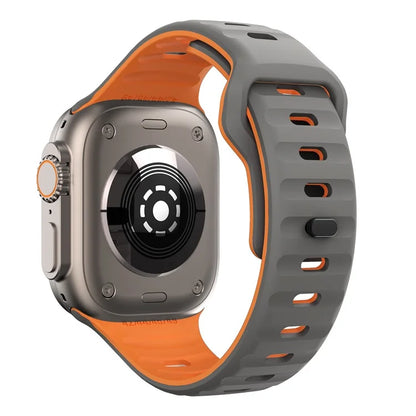 For Apple Watch Ultra 2 Ultra 49mm / Series 9 8 7 45mm / 6 5 4 SE (2023) SE (2022) SE 44mm / 3 2 1 42mm Dual-Color Silicone Strap