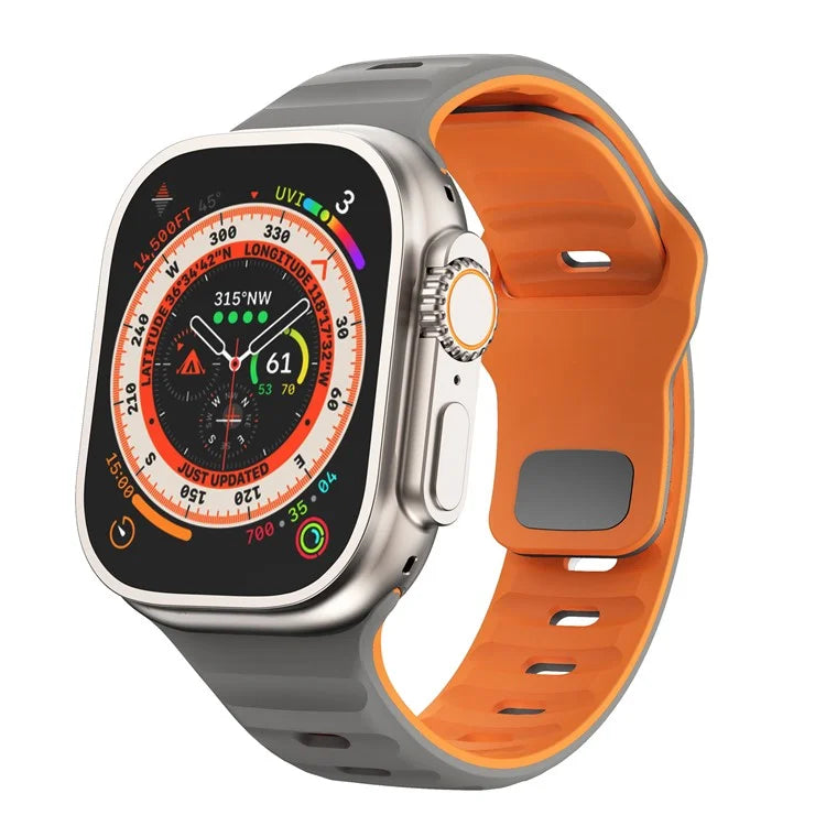 For Apple Watch Ultra 2 Ultra 49mm / Series 9 8 7 45mm / 6 5 4 SE (2023) SE (2022) SE 44mm / 3 2 1 42mm Dual-Color Silicone Strap