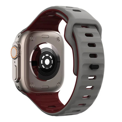 For Apple Watch Ultra 2 Ultra 49mm / Series 9 8 7 45mm / 6 5 4 SE (2023) SE (2022) SE 44mm / 3 2 1 42mm Dual-Color Silicone Strap