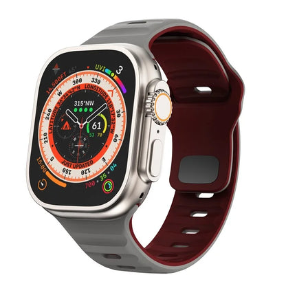 For Apple Watch Ultra 2 Ultra 49mm / Series 9 8 7 45mm / 6 5 4 SE (2023) SE (2022) SE 44mm / 3 2 1 42mm Dual-Color Silicone Strap