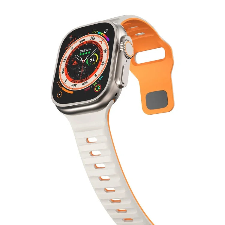 For Apple Watch Ultra 2 Ultra 49mm / Series 9 8 7 45mm / 6 5 4 SE (2023) SE (2022) SE 44mm / 3 2 1 42mm Dual-Color Silicone Strap