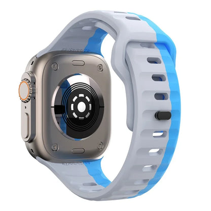 For Apple Watch Ultra 2 Ultra 49mm / Series 9 8 7 45mm / 6 5 4 SE (2023) SE (2022) SE 44mm / 3 2 1 42mm Dual-Color Silicone Strap