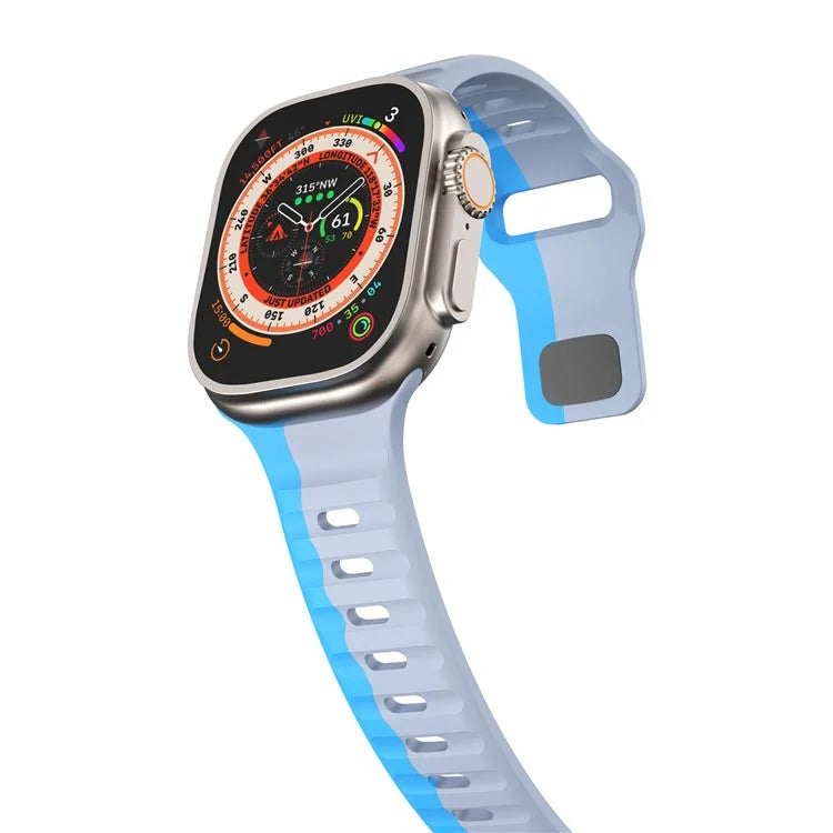 For Apple Watch Ultra 2 Ultra 49mm / Series 9 8 7 45mm / 6 5 4 SE (2023) SE (2022) SE 44mm / 3 2 1 42mm Dual-Color Silicone Strap