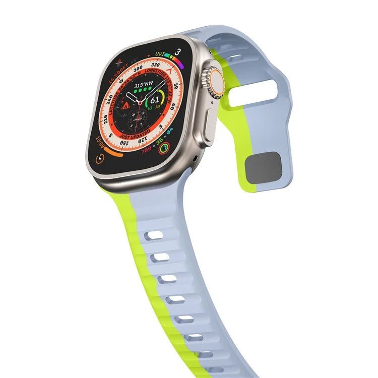 For Apple Watch Ultra 2 Ultra 49mm / Series 9 8 7 45mm / 6 5 4 SE (2023) SE (2022) SE 44mm / 3 2 1 42mm Dual-Color Silicone Strap