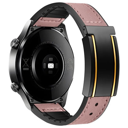 For Huawei Watch 4 / 4 Pro / GT 4 46mm Watch Band 22mm Silicone+Genuine Cow Leather Watch Strap