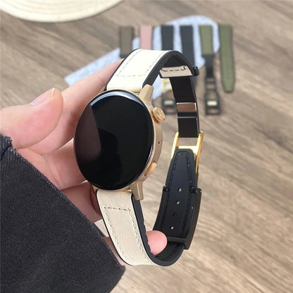 For Huawei Watch 4 / 4 Pro / GT 4 46mm Watch Band 22mm Silicone+Genuine Cow Leather Watch Strap