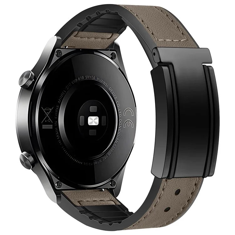 For Huawei Watch 4 / 4 Pro / GT 4 46mm Watch Band 22mm Silicone+Genuine Cow Leather Watch Strap