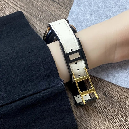 For Huawei Watch 4 / 4 Pro / GT 4 46mm Watch Band 22mm Silicone+Genuine Cow Leather Watch Strap