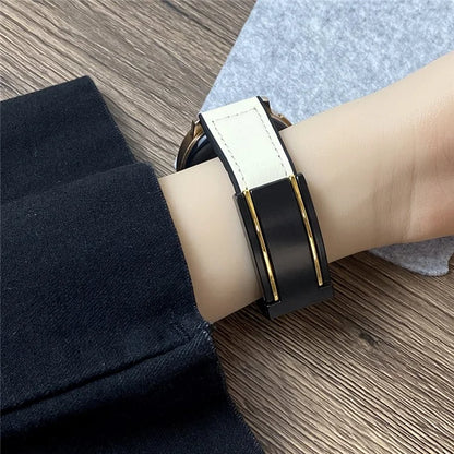 For Huawei Watch 4 / 4 Pro / GT 4 46mm Watch Band 22mm Silicone+Genuine Cow Leather Watch Strap