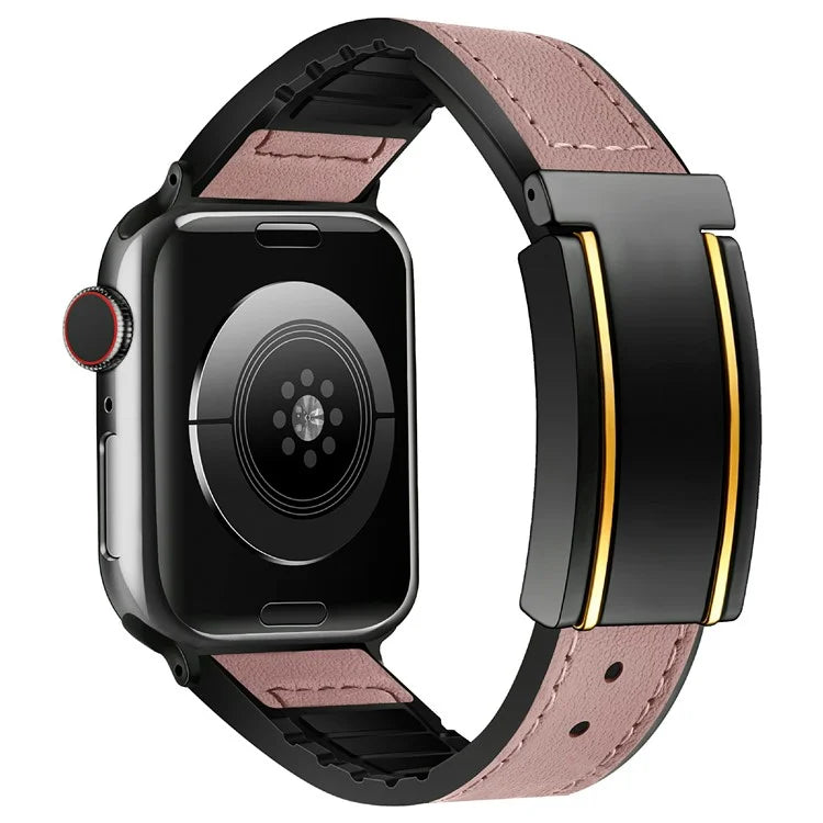 For Apple Watch Series 9 8 7 41mm  /  6 5 4 SE (2023) SE (2022) SE 40mm  /  3 2 1 38mm Watch Strap Silicone+Genuine Cow Leather Band