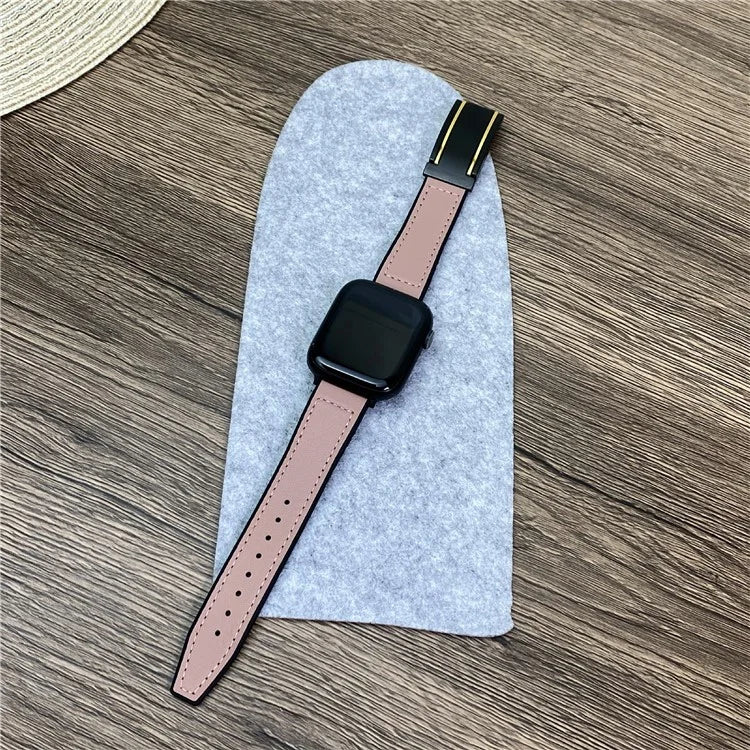 For Apple Watch Series 9 8 7 41mm  /  6 5 4 SE (2023) SE (2022) SE 40mm  /  3 2 1 38mm Watch Strap Silicone+Genuine Cow Leather Band