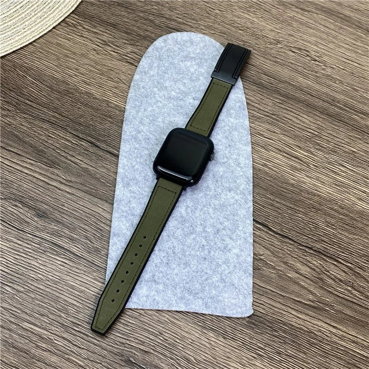 For Apple Watch Series 9 8 7 41mm  /  6 5 4 SE (2023) SE (2022) SE 40mm  /  3 2 1 38mm Watch Strap Silicone+Genuine Cow Leather Band