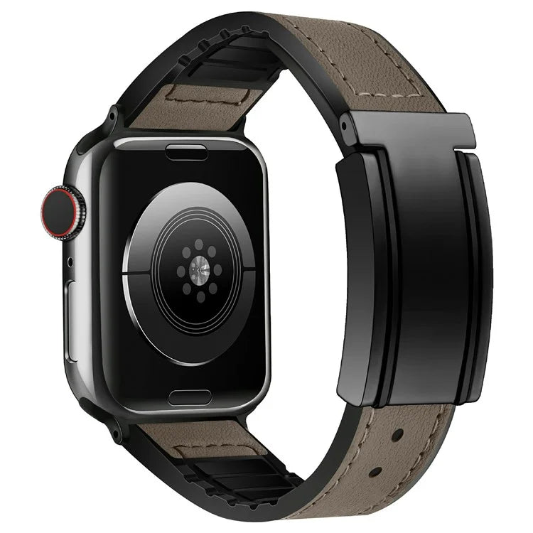 For Apple Watch Series 9 8 7 41mm  /  6 5 4 SE (2023) SE (2022) SE 40mm  /  3 2 1 38mm Watch Strap Silicone+Genuine Cow Leather Band