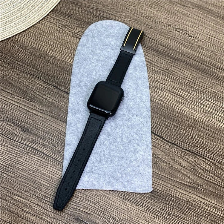 For Apple Watch Series 9 8 7 41mm  /  6 5 4 SE (2023) SE (2022) SE 40mm  /  3 2 1 38mm Watch Strap Silicone+Genuine Cow Leather Band