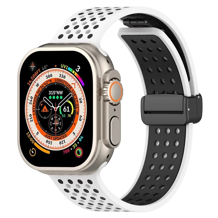 For Apple Watch Ultra 2 Ultra 49mm / Series 9 8 7 45mm / 6 5 4 SE (2022) SE (2023) SE 44mm / 3 2 1 42mm Silicone Watch Band Dual Color