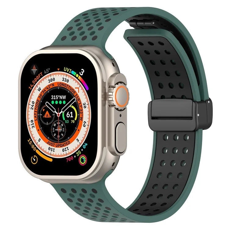 For Apple Watch Ultra 2 Ultra 49mm / Series 9 8 7 45mm / 6 5 4 SE (2022) SE (2023) SE 44mm / 3 2 1 42mm Silicone Watch Band Dual Color