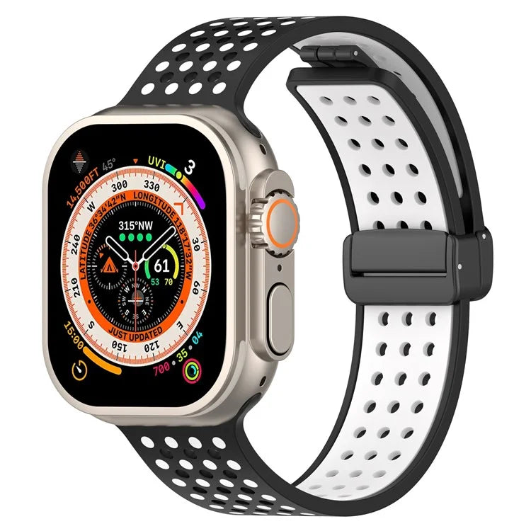 For Apple Watch Ultra 2 Ultra 49mm / Series 9 8 7 45mm / 6 5 4 SE (2022) SE (2023) SE 44mm / 3 2 1 42mm Silicone Watch Band Dual Color