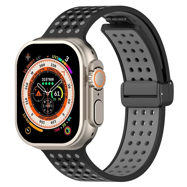 For Apple Watch Ultra 2 Ultra 49mm / Series 9 8 7 45mm / 6 5 4 SE (2022) SE (2023) SE 44mm / 3 2 1 42mm Silicone Watch Band Dual Color