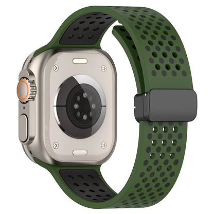 For Apple Watch Ultra 2 Ultra 49mm / Series 9 8 7 45mm / 6 5 4 SE (2022) SE (2023) SE 44mm / 3 2 1 42mm Silicone Watch Band Dual Color