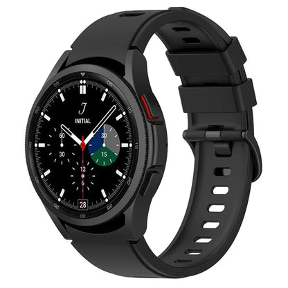 For Samsung Galaxy Watch FE 40mm / Watch4 / Watch 5 / Watch 5 Pro / Watch6 Replacement Bands Black Buckle Silicone Strap