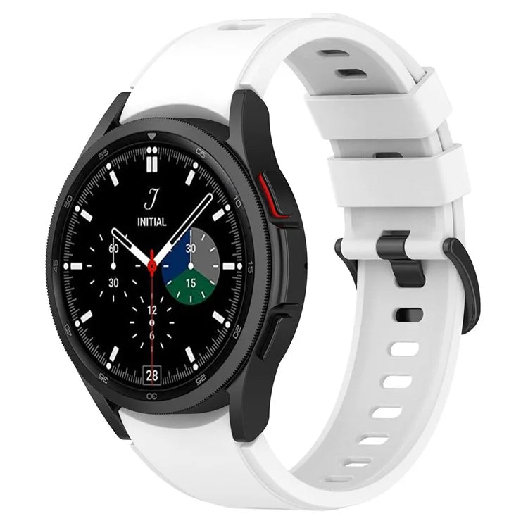 For Samsung Galaxy Watch FE 40mm / Watch4 / Watch 5 / Watch 5 Pro / Watch6 Replacement Bands Black Buckle Silicone Strap