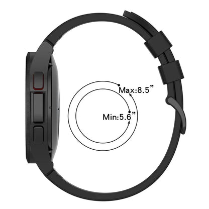 For Samsung Galaxy Watch FE 40mm / Watch4 / Watch 5 / Watch 5 Pro / Watch6 Replacement Bands Black Buckle Silicone Strap