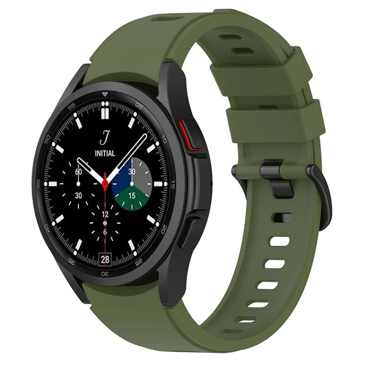 For Samsung Galaxy Watch FE 40mm / Watch4 / Watch 5 / Watch 5 Pro / Watch6 Replacement Bands Black Buckle Silicone Strap