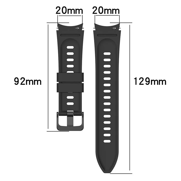 For Samsung Galaxy Watch FE 40mm / Watch4 / Watch 5 / Watch 5 Pro / Watch6 Replacement Bands Black Buckle Silicone Strap