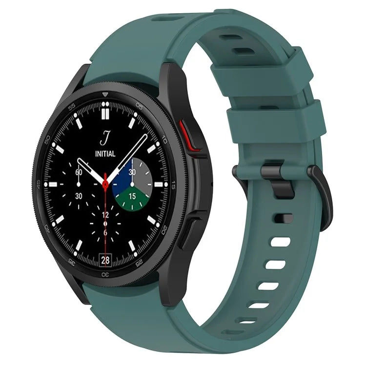 For Samsung Galaxy Watch FE 40mm / Watch4 / Watch 5 / Watch 5 Pro / Watch6 Replacement Bands Black Buckle Silicone Strap