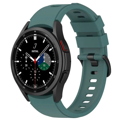 For Samsung Galaxy Watch FE 40mm / Watch4 / Watch 5 / Watch 5 Pro / Watch6 Replacement Bands Black Buckle Silicone Strap