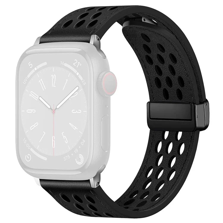 For Apple Watch Series 9 8 7 41mm / 6 5 4 SE (2022) SE (2023) SE 40mm / 3 2 1 38mm Watch Band Hollow-Out Leather Strap