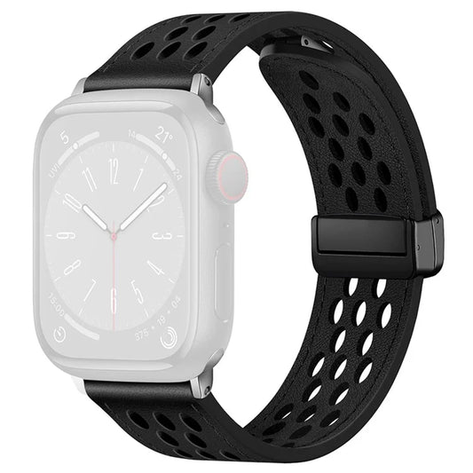 For Apple Watch Series 9 8 7 41mm / 6 5 4 SE (2022) SE (2023) SE 40mm / 3 2 1 38mm Watch Band Hollow-Out Leather Strap