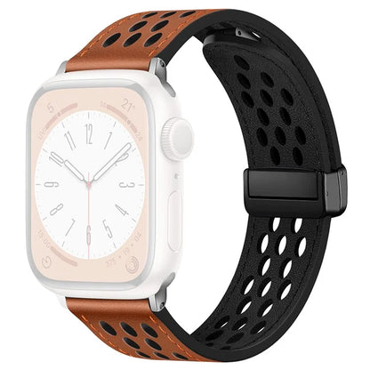 For Apple Watch Series 9 8 7 41mm / 6 5 4 SE (2022) SE (2023) SE 40mm / 3 2 1 38mm Watch Band Hollow-Out Leather Strap
