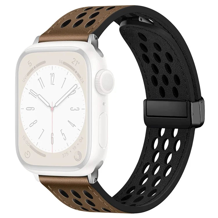 For Apple Watch Series 9 8 7 41mm / 6 5 4 SE (2022) SE (2023) SE 40mm / 3 2 1 38mm Watch Band Hollow-Out Leather Strap