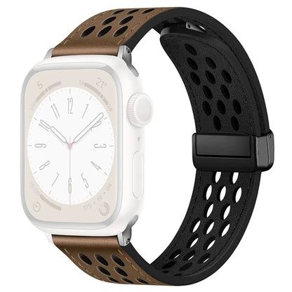 For Apple Watch Series 9 8 7 41mm / 6 5 4 SE (2022) SE (2023) SE 40mm / 3 2 1 38mm Watch Band Hollow-Out Leather Strap