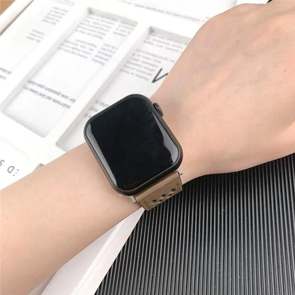 For Apple Watch Series 9 8 7 41mm / 6 5 4 SE (2022) SE (2023) SE 40mm / 3 2 1 38mm Watch Band Hollow-Out Leather Strap