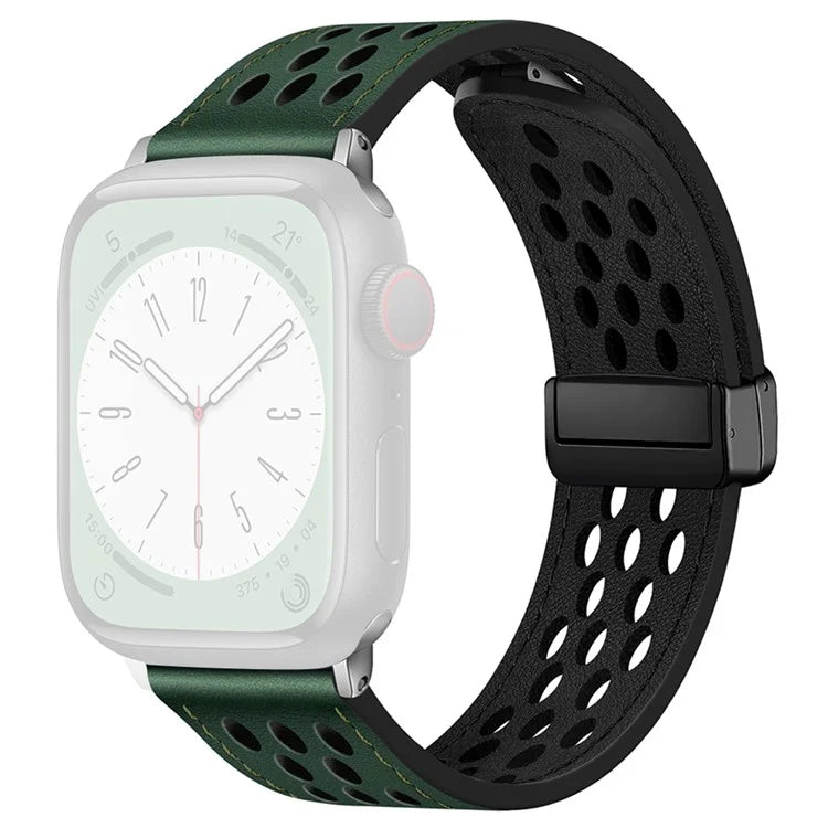 For Apple Watch Series 9 8 7 41mm / 6 5 4 SE (2022) SE (2023) SE 40mm / 3 2 1 38mm Watch Band Hollow-Out Leather Strap