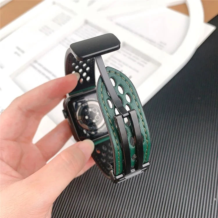 For Apple Watch Series 9 8 7 41mm / 6 5 4 SE (2022) SE (2023) SE 40mm / 3 2 1 38mm Watch Band Hollow-Out Leather Strap