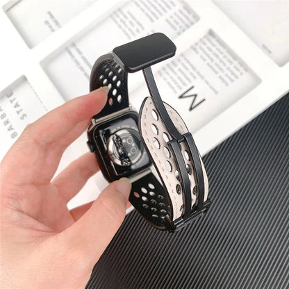 For Apple Watch Series 9 8 7 41mm / 6 5 4 SE (2022) SE (2023) SE 40mm / 3 2 1 38mm Watch Band Hollow-Out Leather Strap