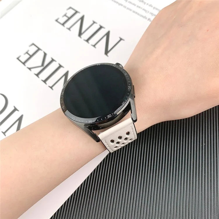 For Huawei Watch GT 3 42mm / GT 3 Pro 20mm PU Leather Strap Holes Design Watch Band