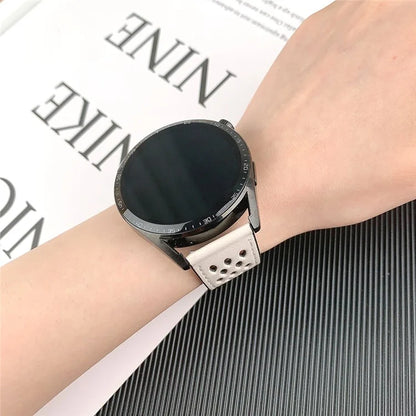 For Huawei Watch GT 3 42mm / GT 3 Pro 20mm PU Leather Strap Holes Design Watch Band
