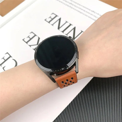 For Huawei Watch GT 3 42mm / GT 3 Pro 20mm PU Leather Strap Holes Design Watch Band