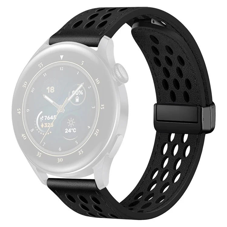 For Huawei Watch GT 4 46mm / 4 Pro / Samsung Galaxy Watch3 / Watch 4 Band Hollow-Out 22mm Leather Watch Strap