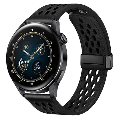 For Huawei Watch GT 4 46mm / 4 Pro / Samsung Galaxy Watch3 / Watch 4 Band Hollow-Out 22mm Leather Watch Strap
