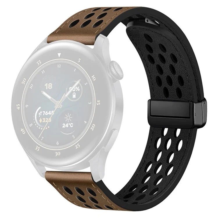 For Huawei Watch GT 4 46mm / 4 Pro / Samsung Galaxy Watch3 / Watch 4 Band Hollow-Out 22mm Leather Watch Strap