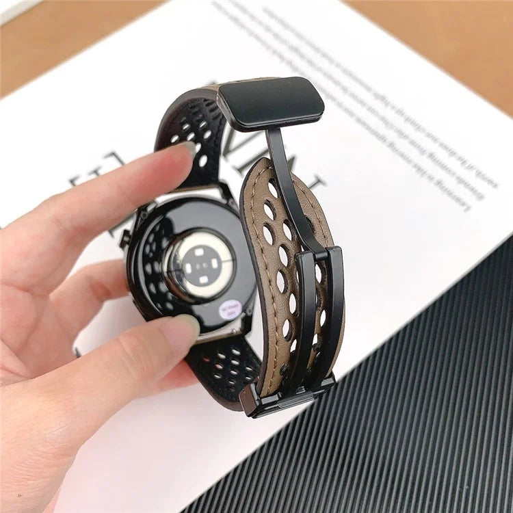For Huawei Watch GT 4 46mm / 4 Pro / Samsung Galaxy Watch3 / Watch 4 Band Hollow-Out 22mm Leather Watch Strap