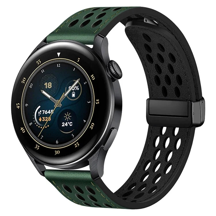 For Huawei Watch GT 4 46mm / 4 Pro / Samsung Galaxy Watch3 / Watch 4 Band Hollow-Out 22mm Leather Watch Strap