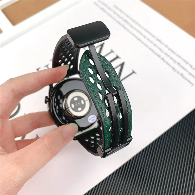 For Huawei Watch GT 4 46mm / 4 Pro / Samsung Galaxy Watch3 / Watch 4 Band Hollow-Out 22mm Leather Watch Strap