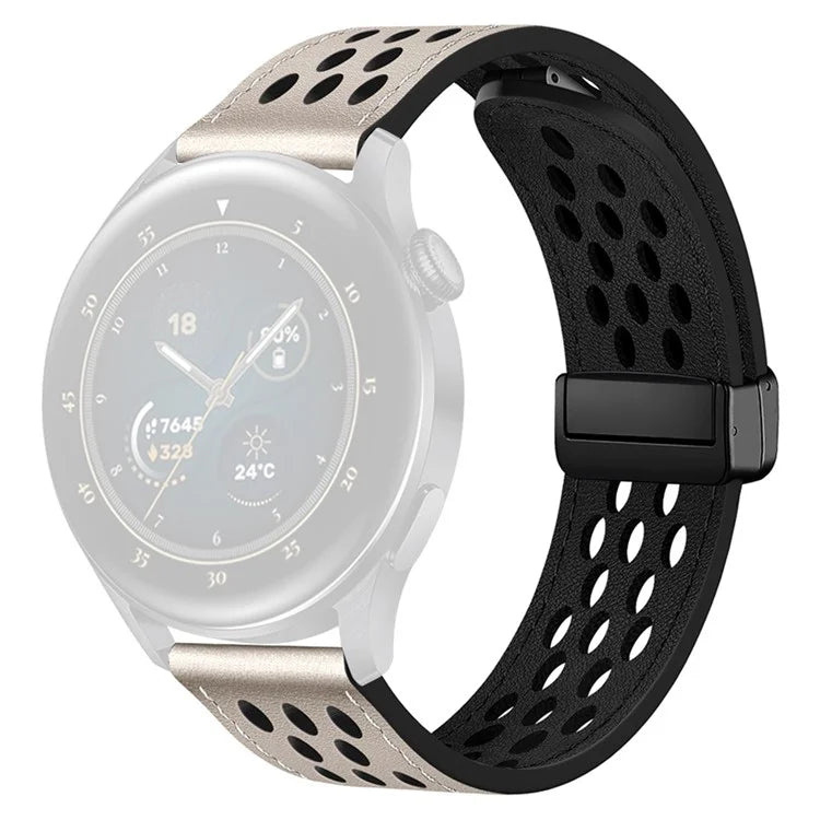 For Huawei Watch GT 4 46mm / 4 Pro / Samsung Galaxy Watch3 / Watch 4 Band Hollow-Out 22mm Leather Watch Strap